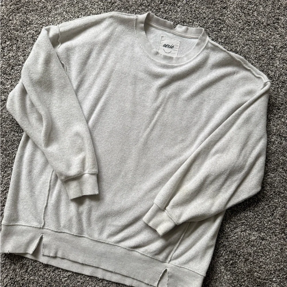 Aerie Women's Light Gray Sweatshirt - Picture 1 of 4